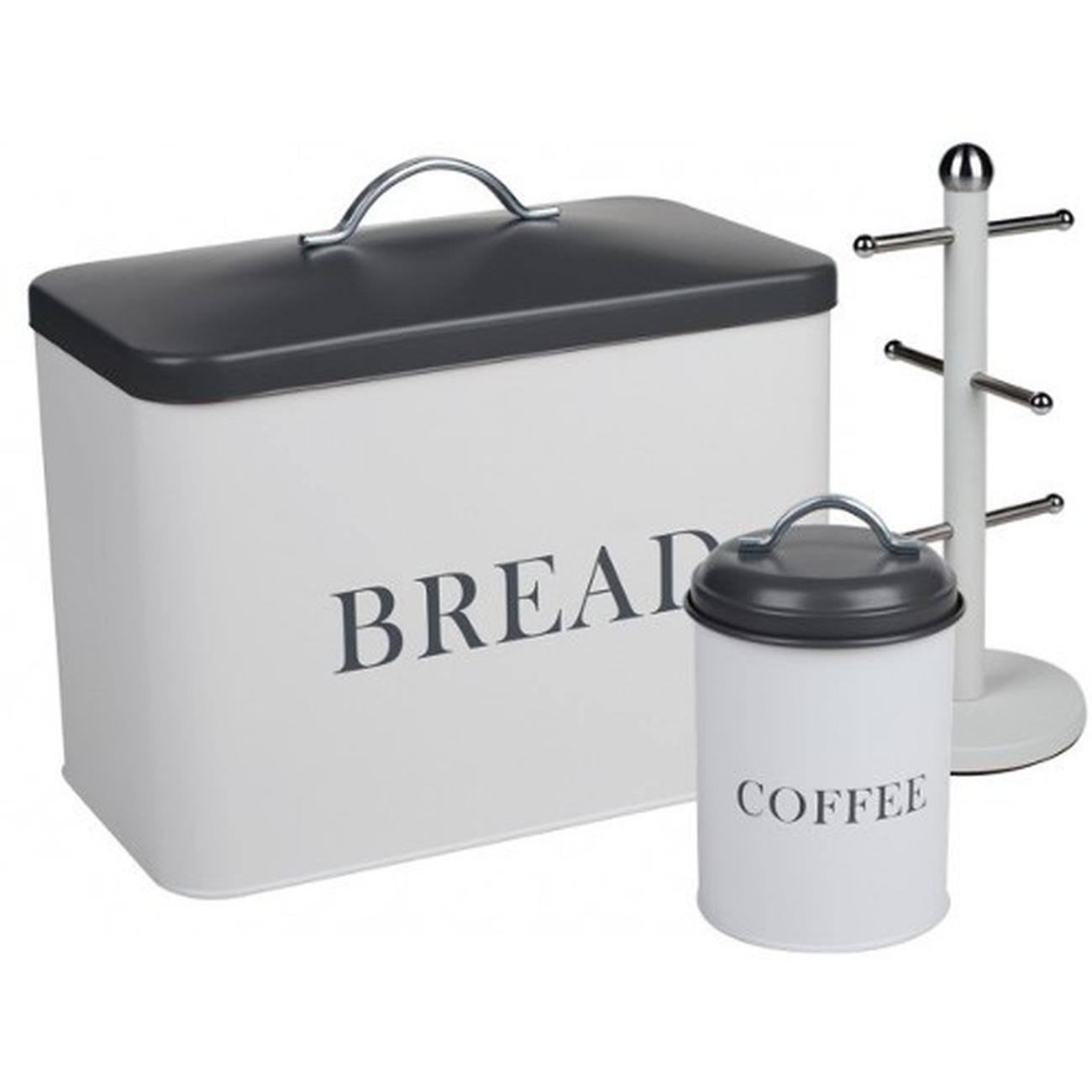 lift-lid-white-grey-bread-bin-34cm - Lift Lid White Grey Bread Bin 34cm