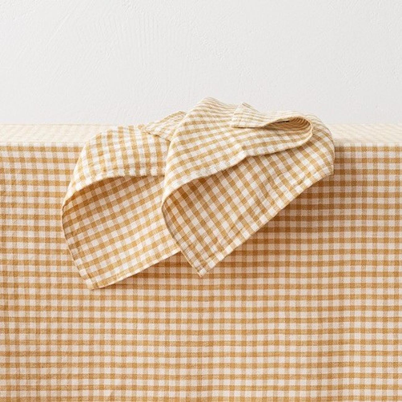 linen-gingham-antique-gold-45x45cm-napkin - Linen Gingham Antique Gold Napkin 
