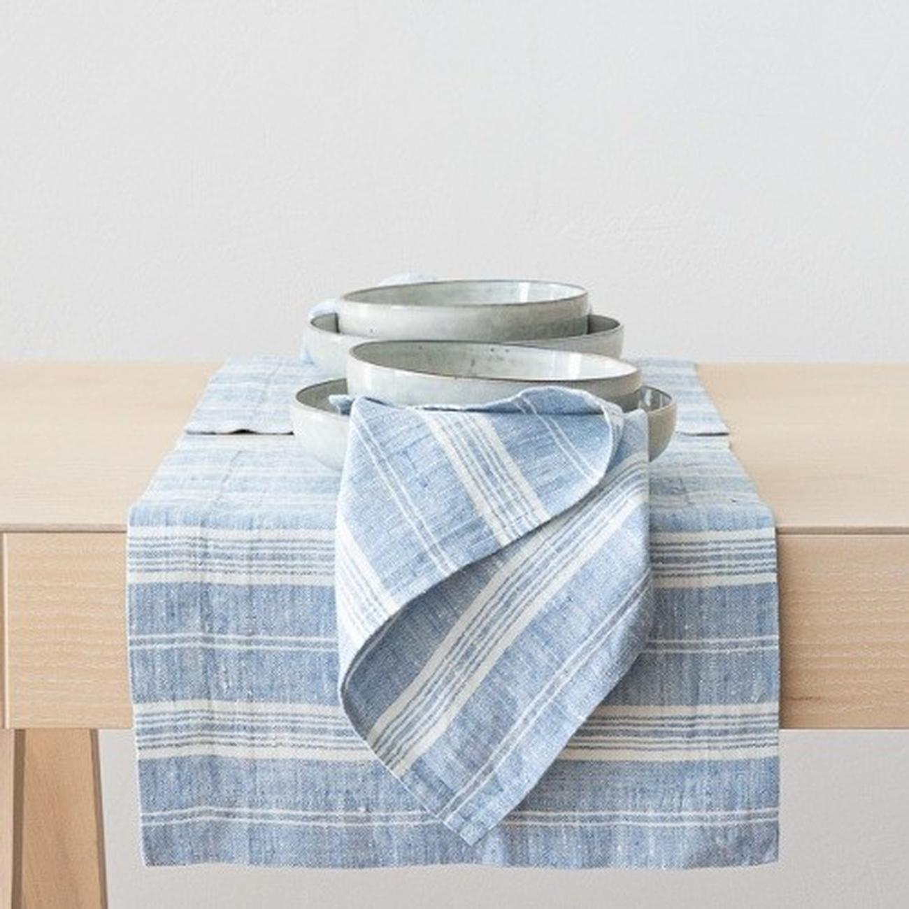 linenme-multistripe-linen-napkin-blue-white - LinenMe Multistripe Linen Napkin Blue White