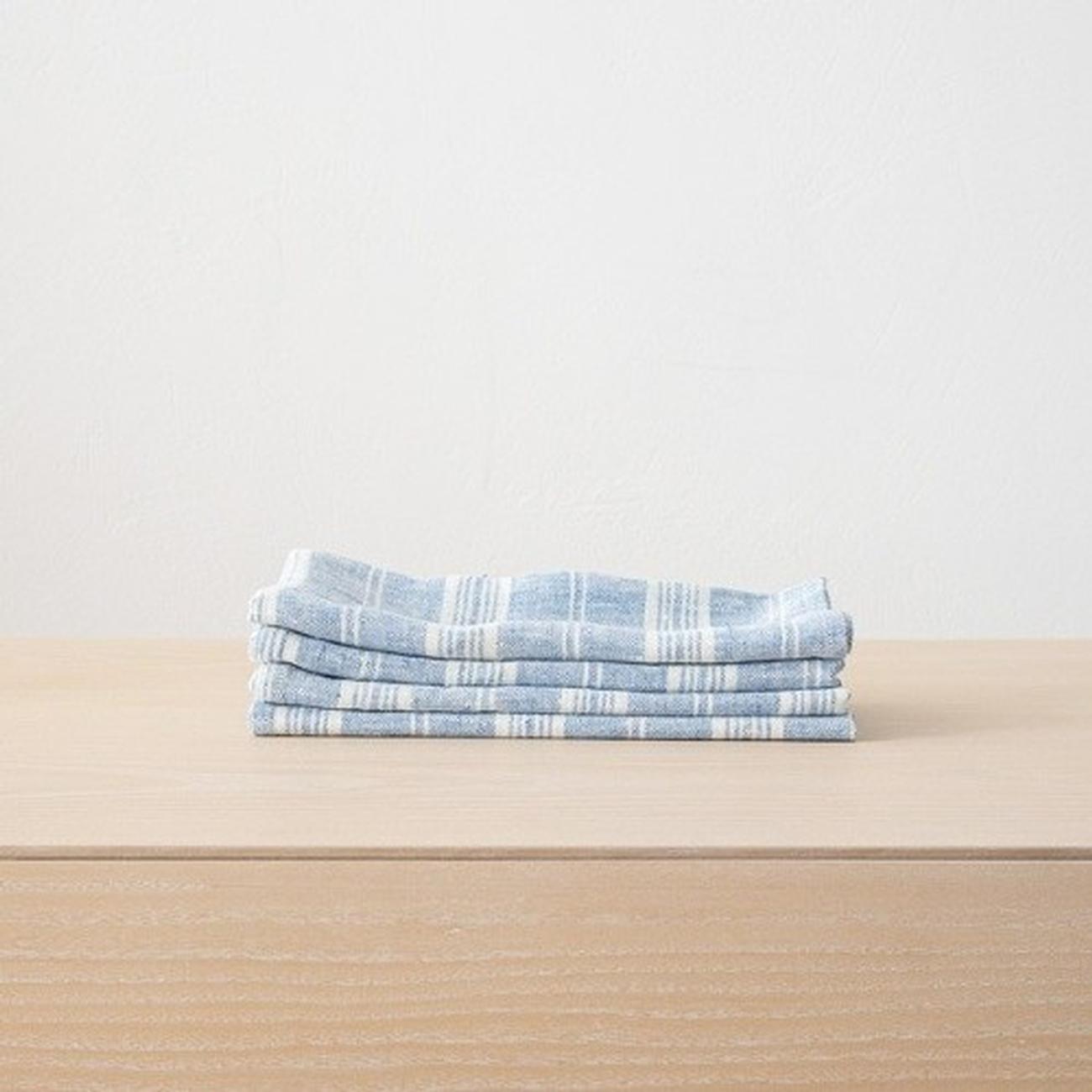 linenme-multistripe-linen-napkin-blue-white - LinenMe Multistripe Linen Napkin Blue White