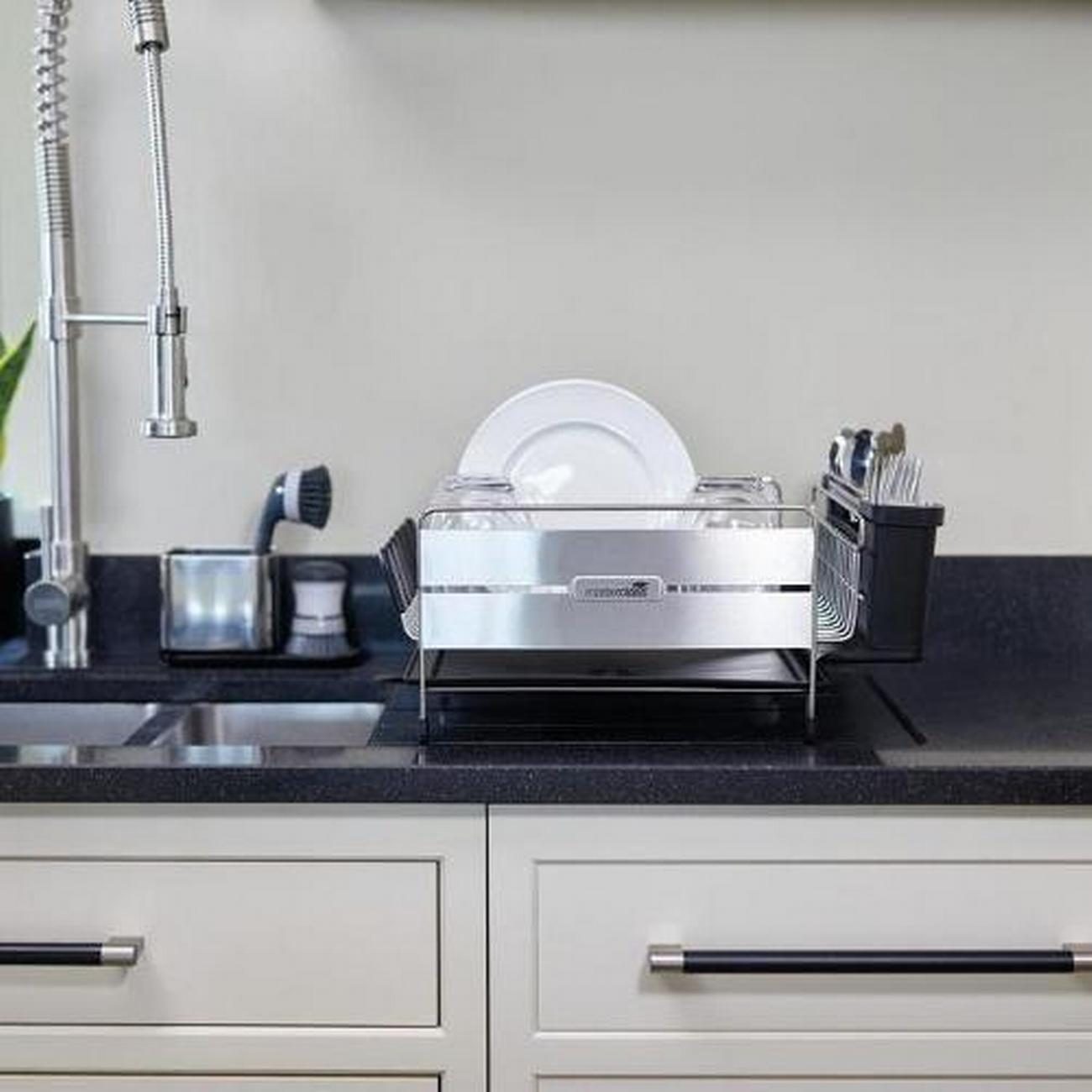 masterclass-deluxe-stainless-steel-dish-drainer - MasterClass Deluxe Stainless Steel Dish Drainer