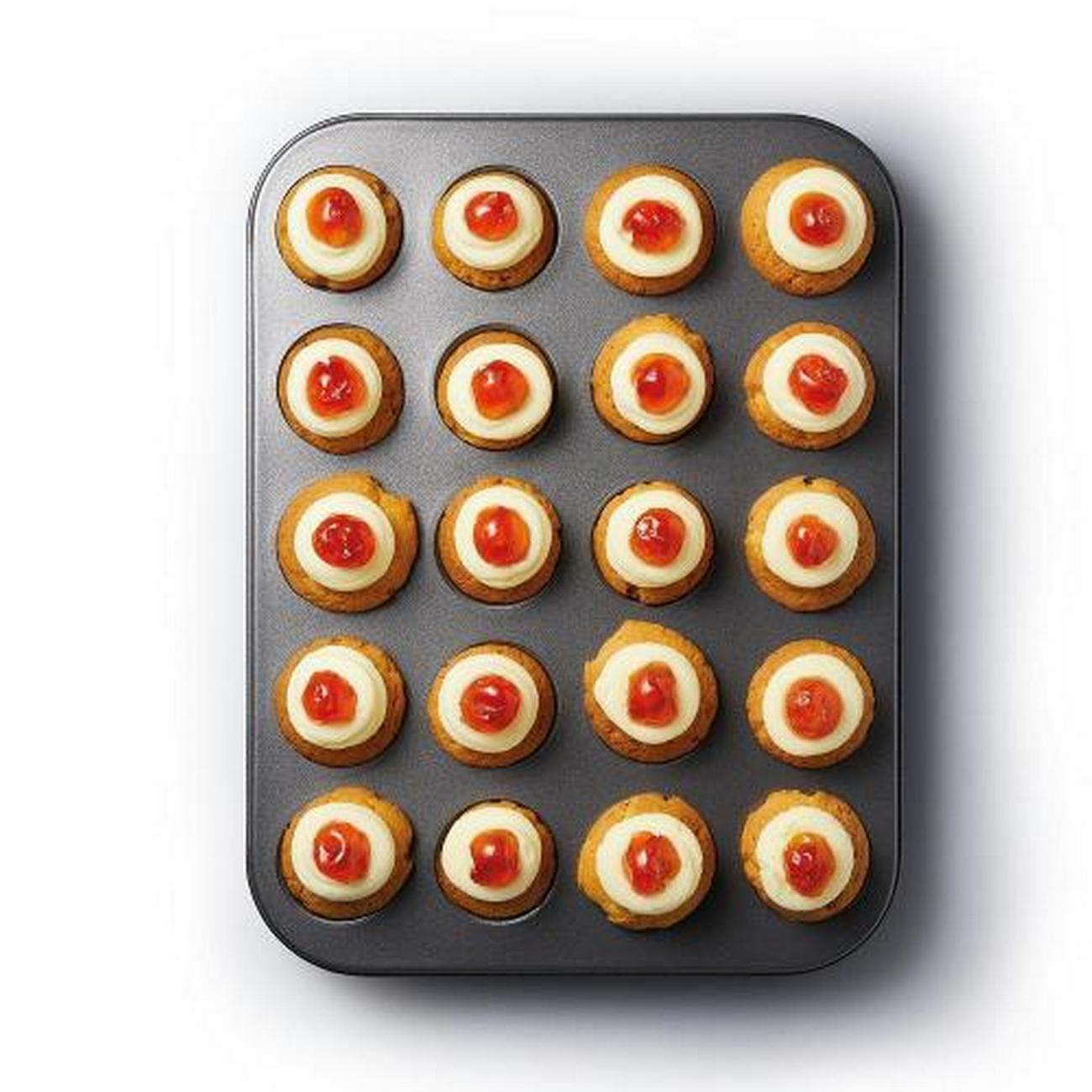 masterclass-non-stick-twenty-hole-mini-bites-tin - MasterClass Non-Stick Twenty Hole Mini Bites Tin