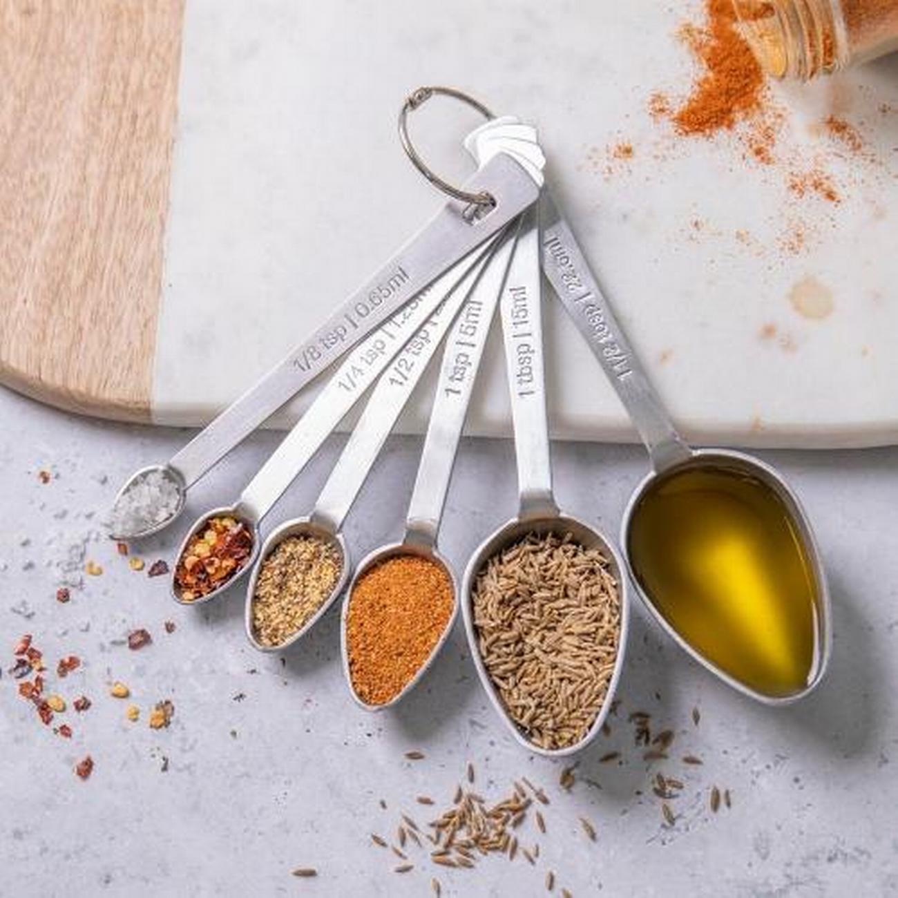 masterclass-stainless-steel-measuring-spoon-set-6-pieces - MasterClass Stainless Steel Measuring Spoon Set 6 Pieces