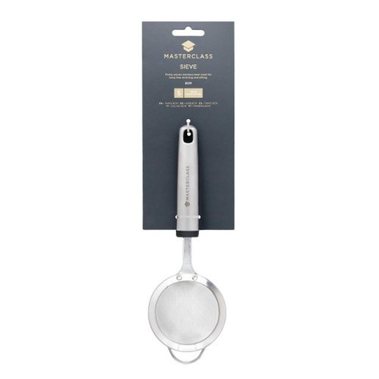 mc-mesh-sieve-8cm-ss-soft-grey-grip - MasterClass Soft Grip Stainless Steel Sieve 8 cm