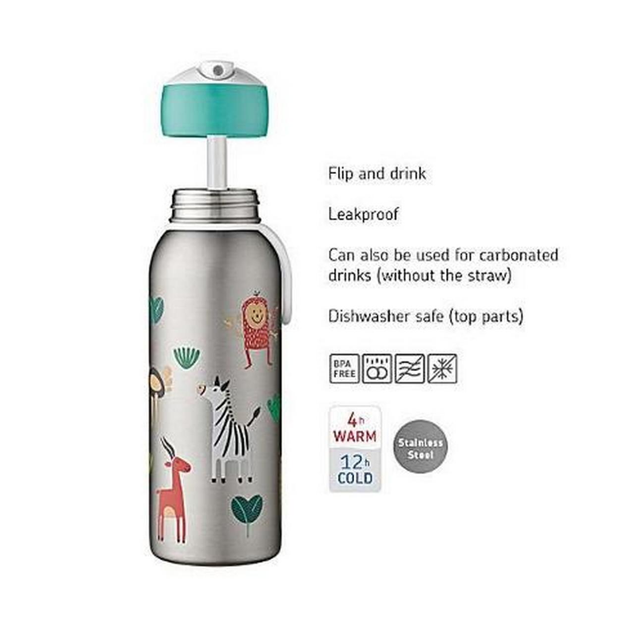 mepal-dino-insulated-flip-up-drinking-bottle-350ml - Mepal Flip-Up Insulated 350ml Bottle - Dino
