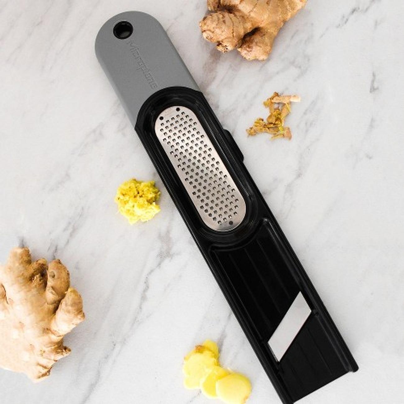 microplane-ginger-tool-3in1-black - Microplane Ginger Tool 3in1 Black