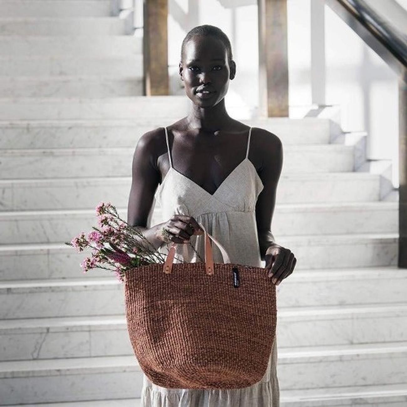 mifuko-dark-brown-medium-kiondo-market-basket - Kiondo Market Basket Dark Brown Medium