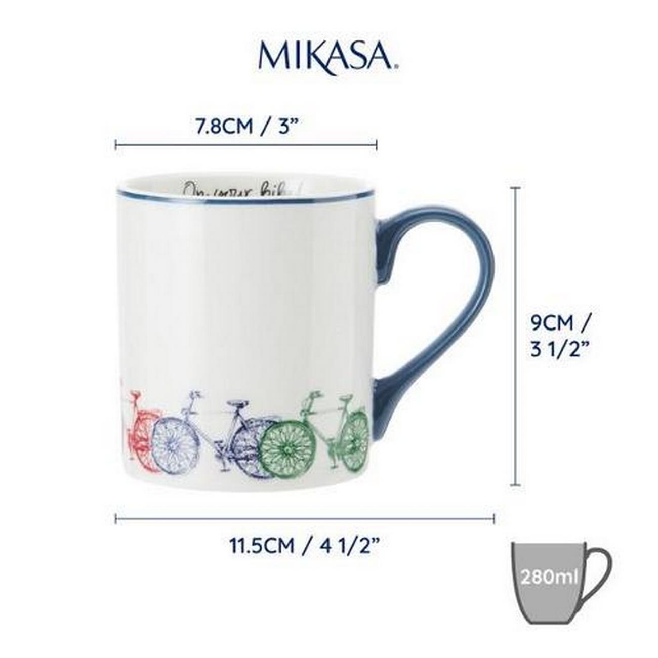 mikasa-bikes-porcelain-mug-280ml - Mikasa Bike Straight-Sided Porcelain Mug