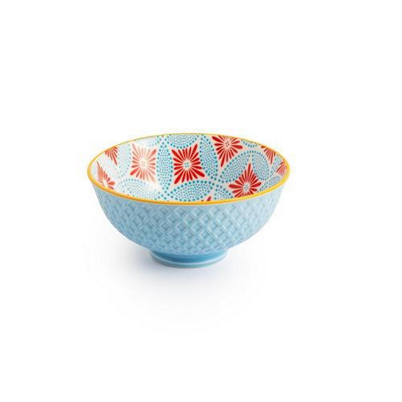 mikasa-blue-mosaic-stoneware-nibble-bowl-12cm - Mikasa Blue Mosaic Stoneware Nibble Bowl 12cm