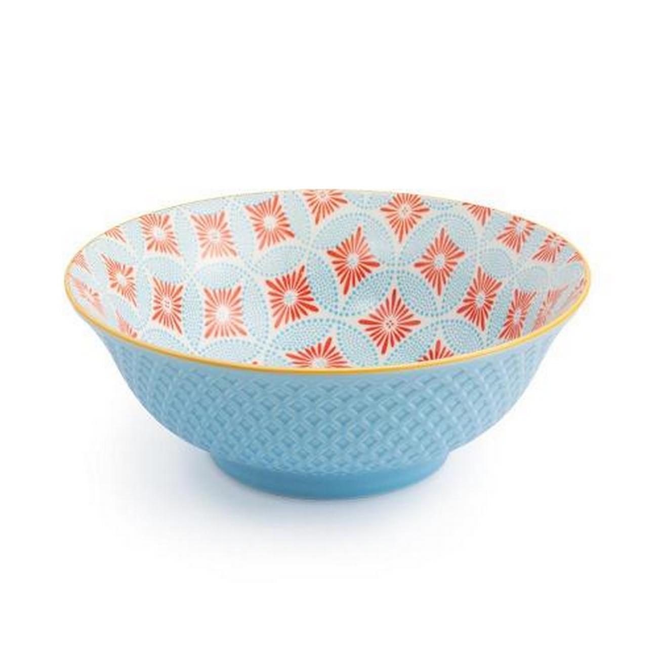 mikasa-blue-mosaic-stoneware-ramen-bowl-21cm - Mikasa Blue Mosaic Stoneware Ramen Bowl 21cm