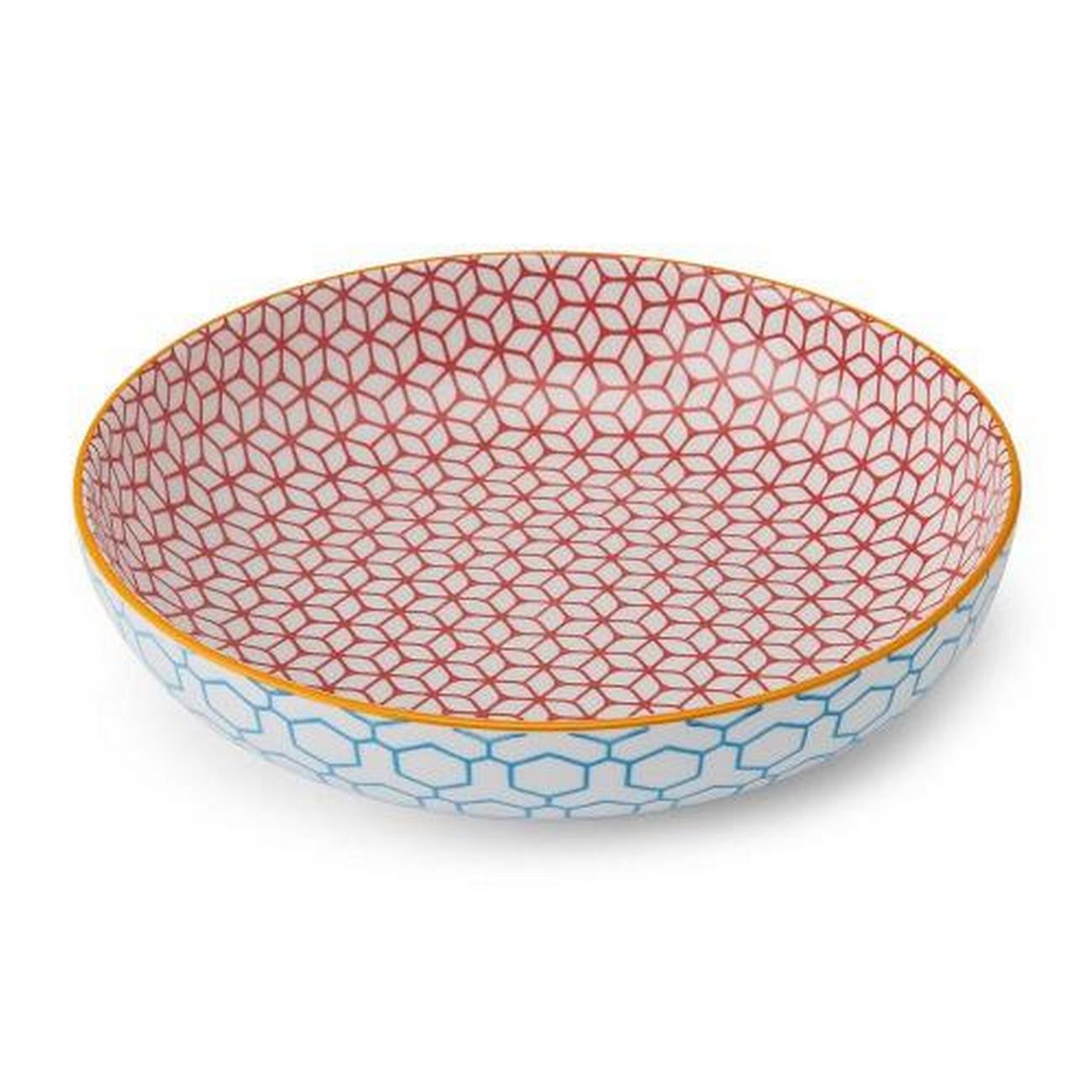 mikasa-geometric-blue-bowl-21cm - Mikasa Blue Geometric Stoneware Bowl