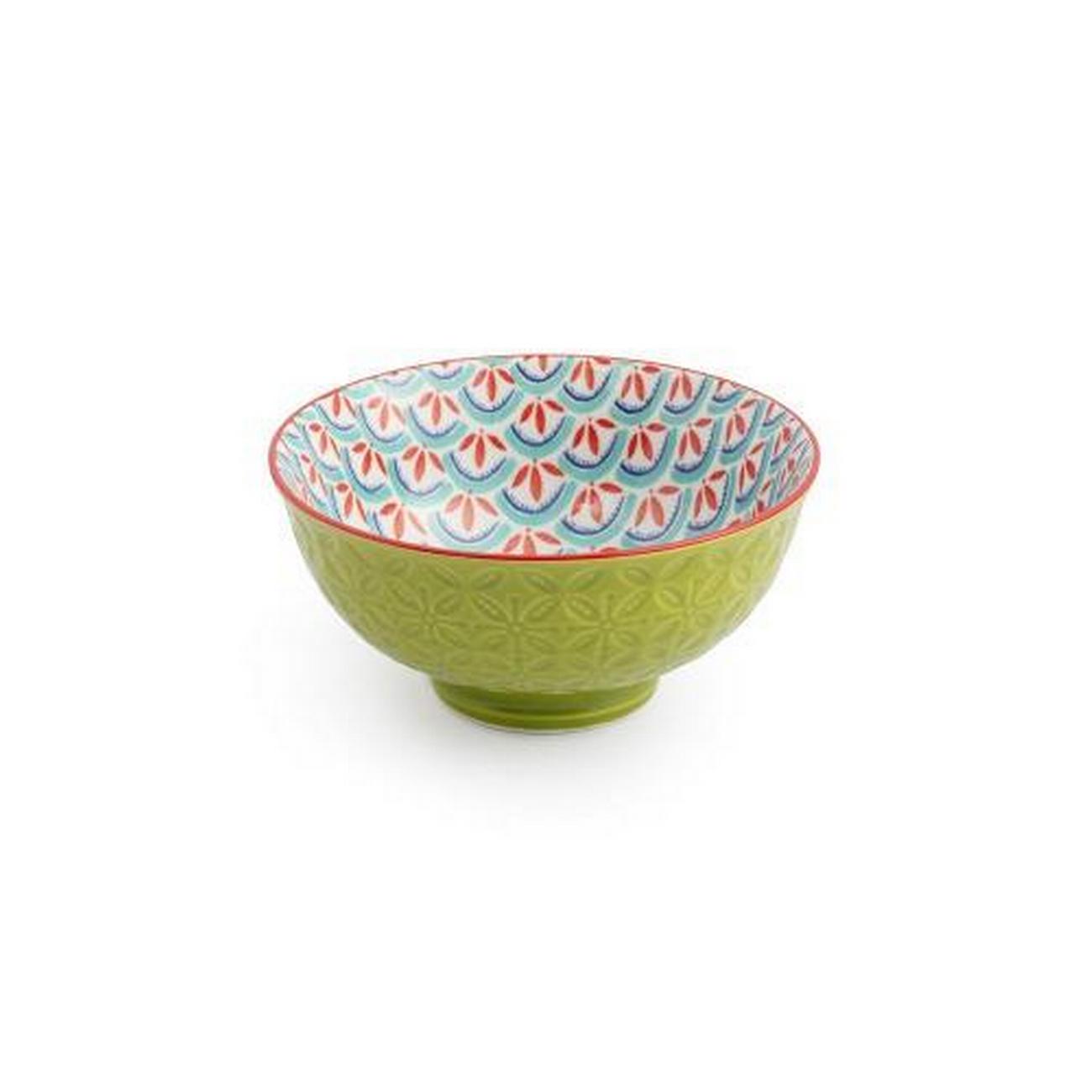 mikasa-green-blue-geometric-stoneware-nibble-bowl-12cm - Mikasa Green & Blue Geometric Stoneware Nibble Bowl 12cm