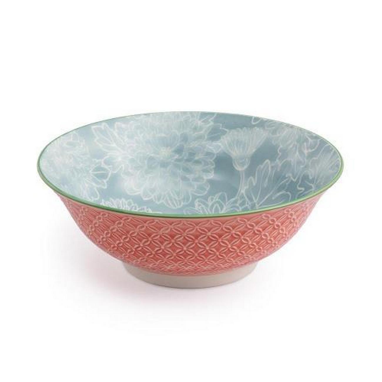 mikasa-grey-floral-stoneware-ramen-bowl-21cm - Mikasa Grey Floral Stoneware Ramen Bowl 21cm