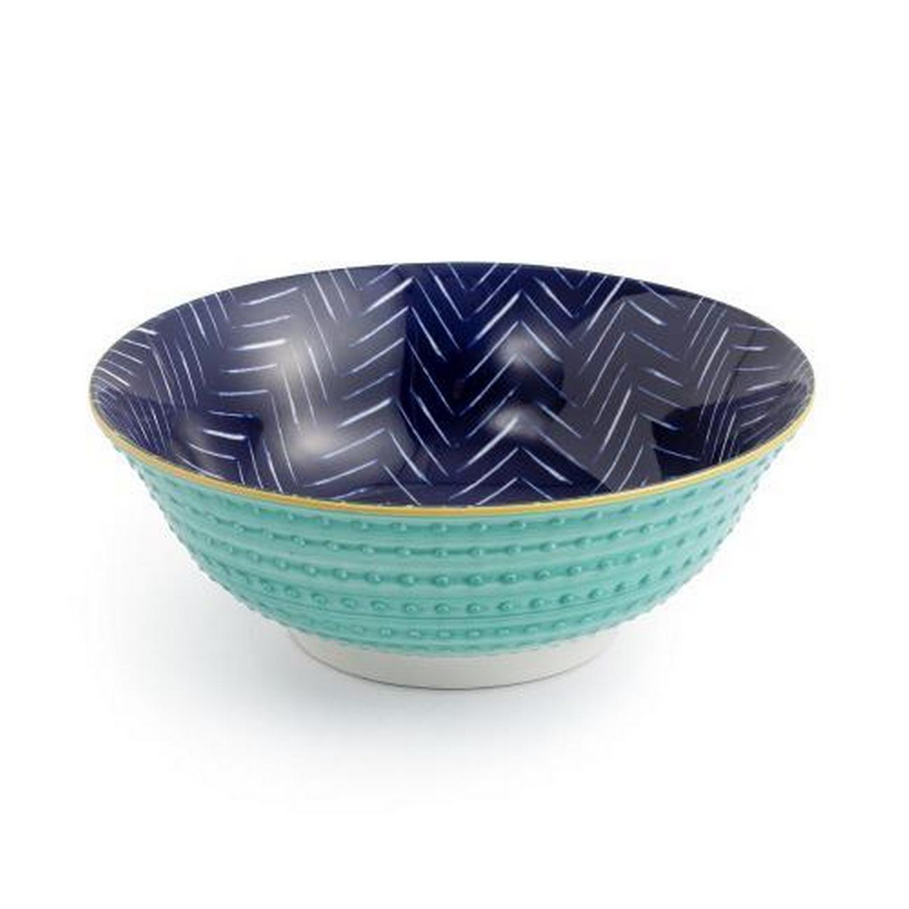 mikasa-indigo-chevron-ramen-bowl-21cm - Mikasa Indigo Chevron Stoneware Ramen Bowl 21cm