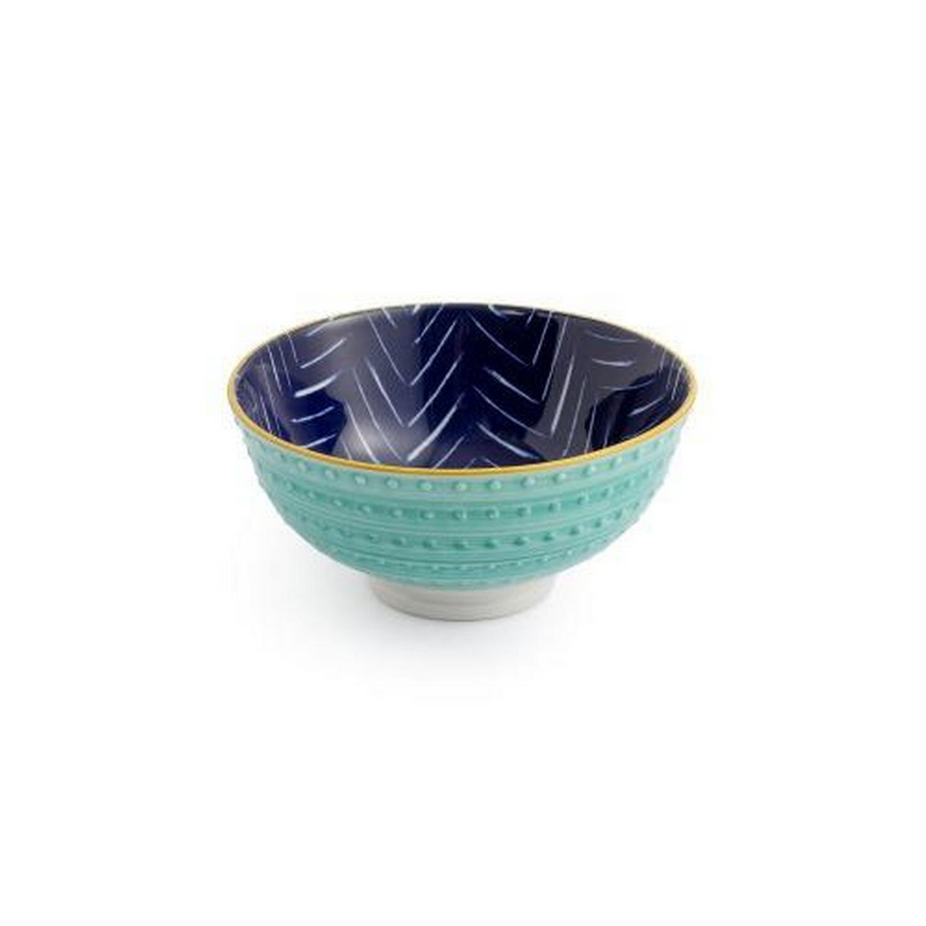 mikasa-indigo-chevron-stoneware-nibble-bowl-12cm - Mikasa Indigo Chevron Stoneware Nibble Bowl 12cm