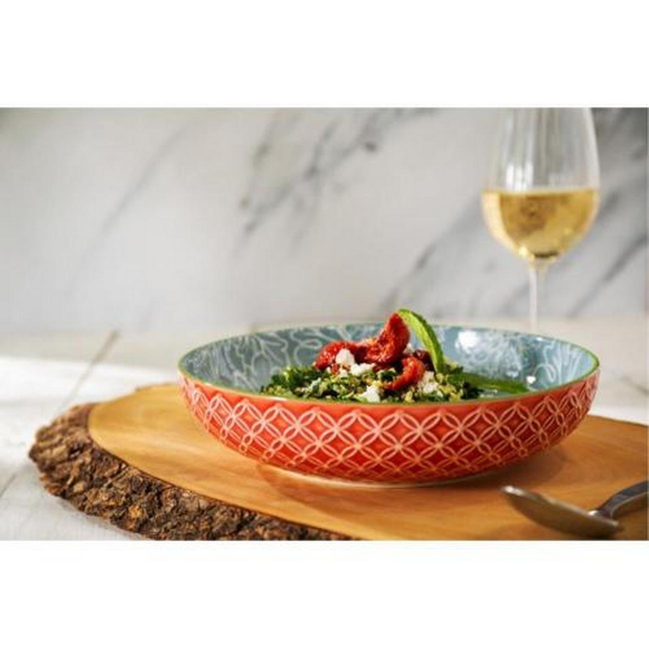 mikasa-leaf-print-and-geometric-bowl - Mikasa Leaf & Geometric Stoneware Bowl 