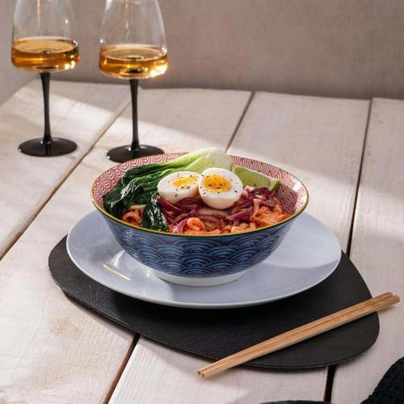 mikasa-red-blue-arc-stoneware-ramen-bowl-21cm - Mikasa Red & Blue Arc Stoneware Ramen Bowl 21cm
