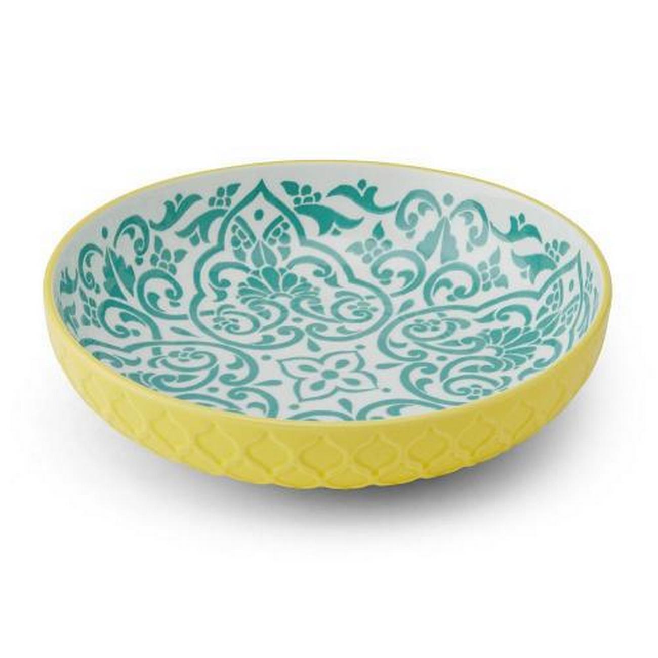 mikasa-yellow-and-blue-geometric-bowl-21cm - Mikasa Yellow & Blue Geometric Stoneware Bowl