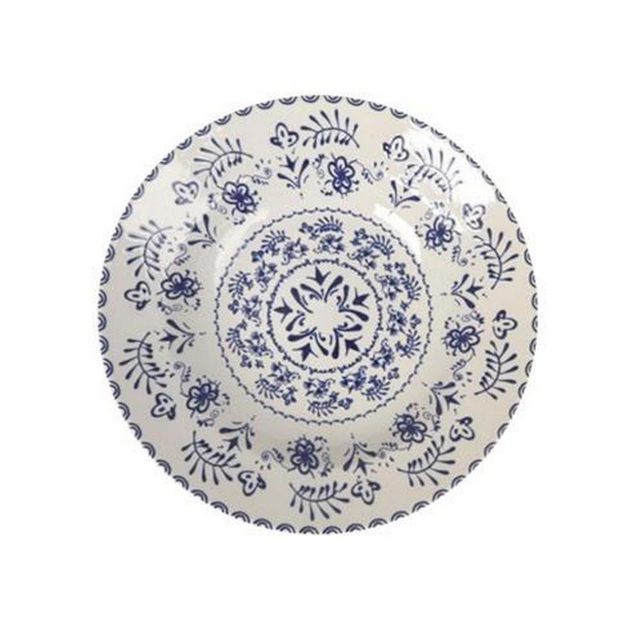 monaco-blue-floral-pasta-plate-29cm - Monaco Blue Floral Pasta Plate 29cm 