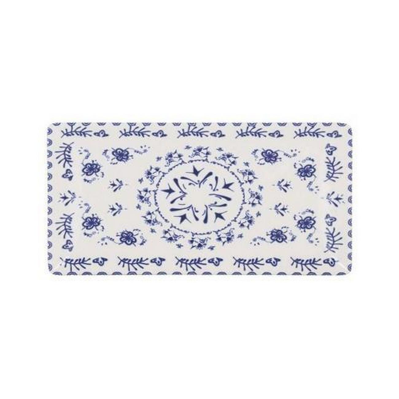 monaco-blue-floral-rectangular-platter-30x15cm - Monaco Blue Floral Rectangular Platter 30x15cm 