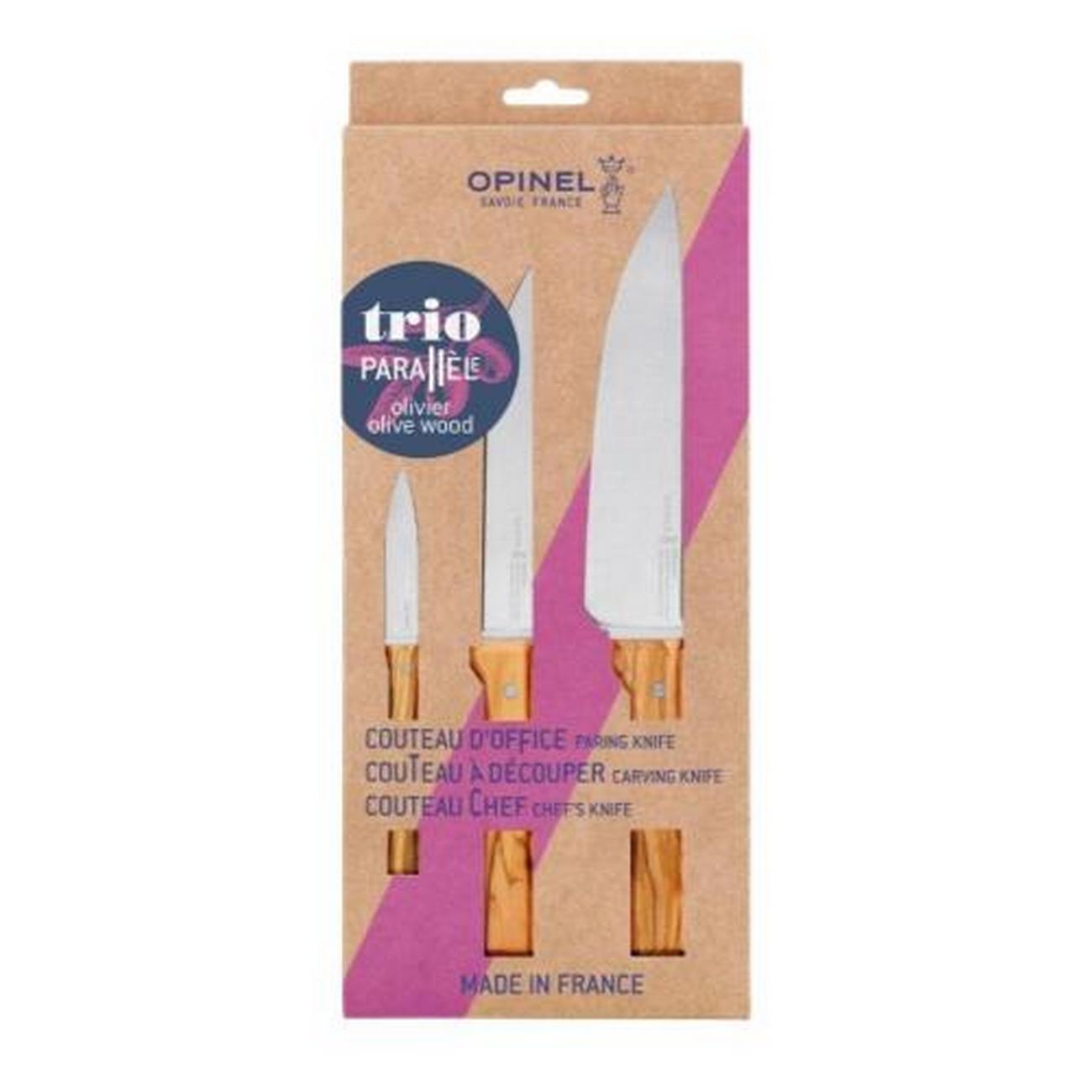 opinel-parallele-trio-set-olive-wood - Opinel Parallele Olive Wood Trio Set