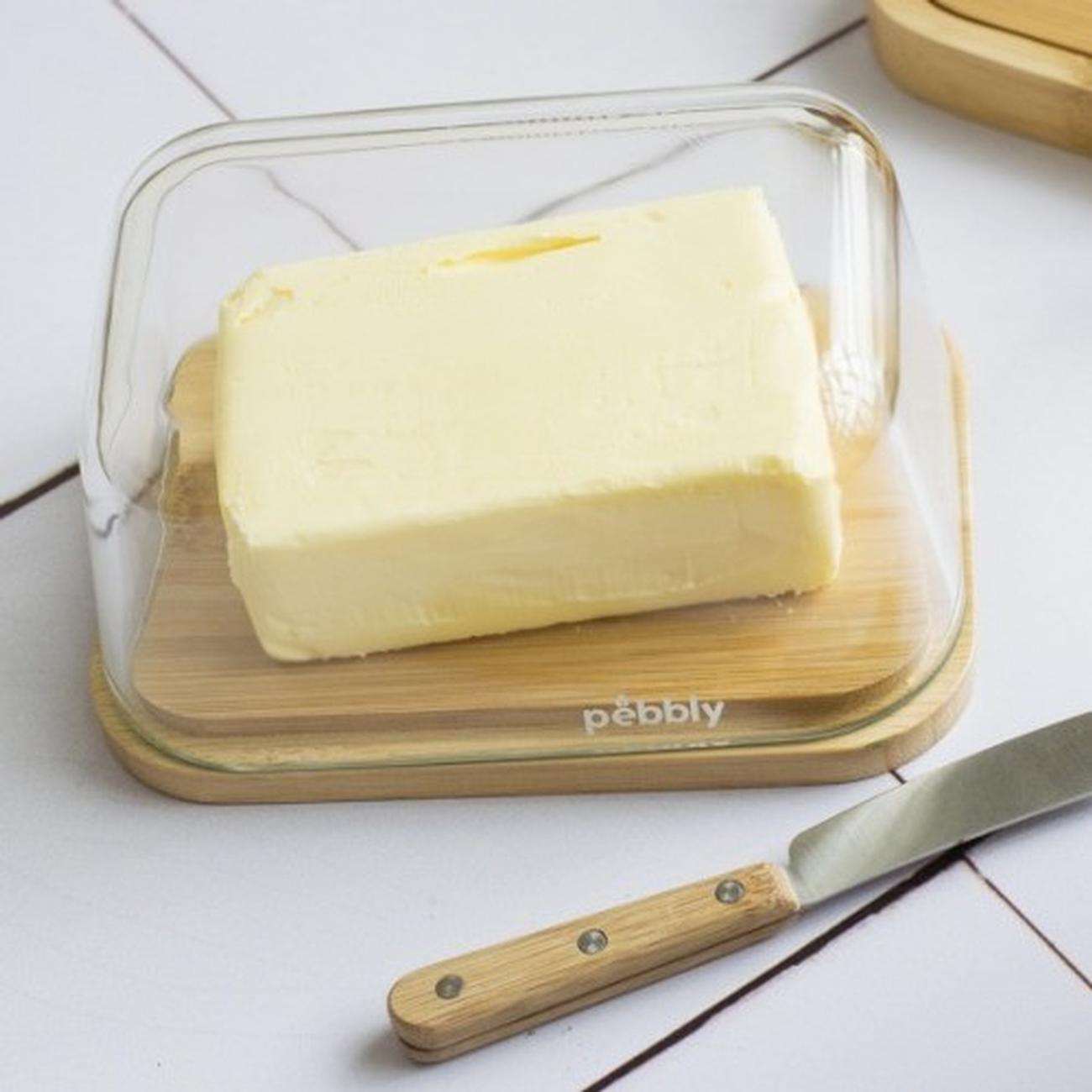 pebbly-butter-dish-set-with-knife - Pebbly Butter Dish Set With Knife 