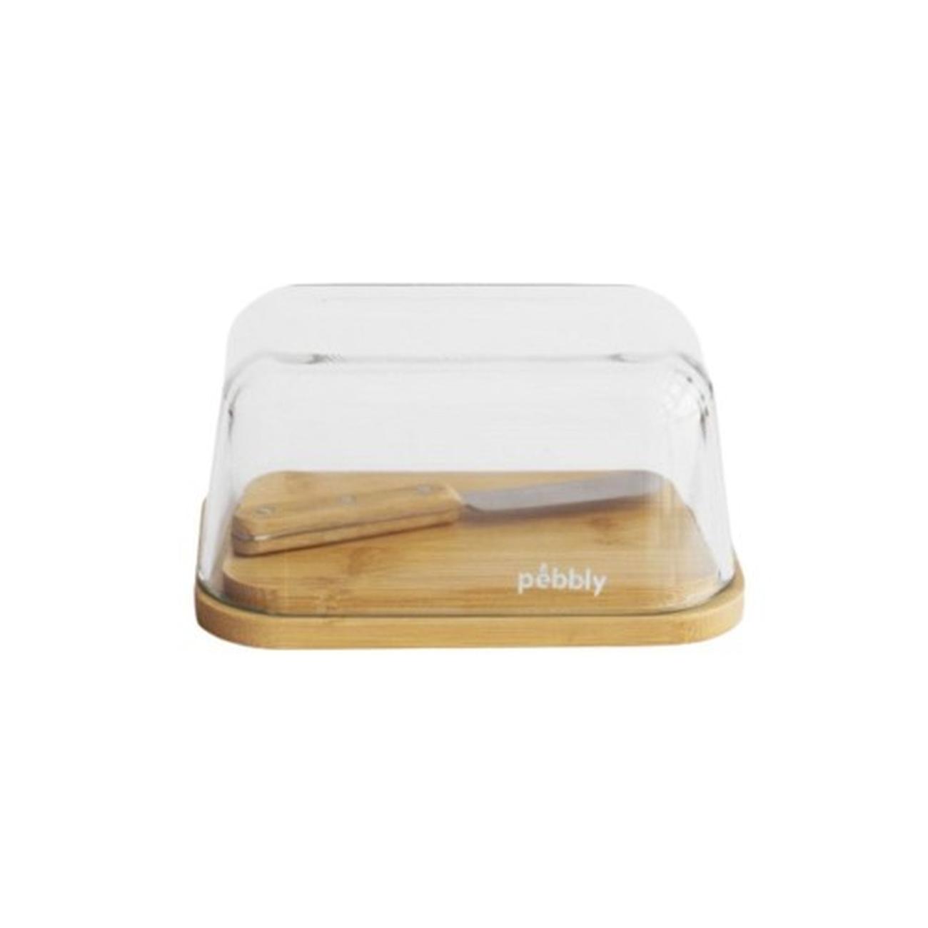 pebbly-butter-dish-set-with-knife - Pebbly Butter Dish Set With Knife 