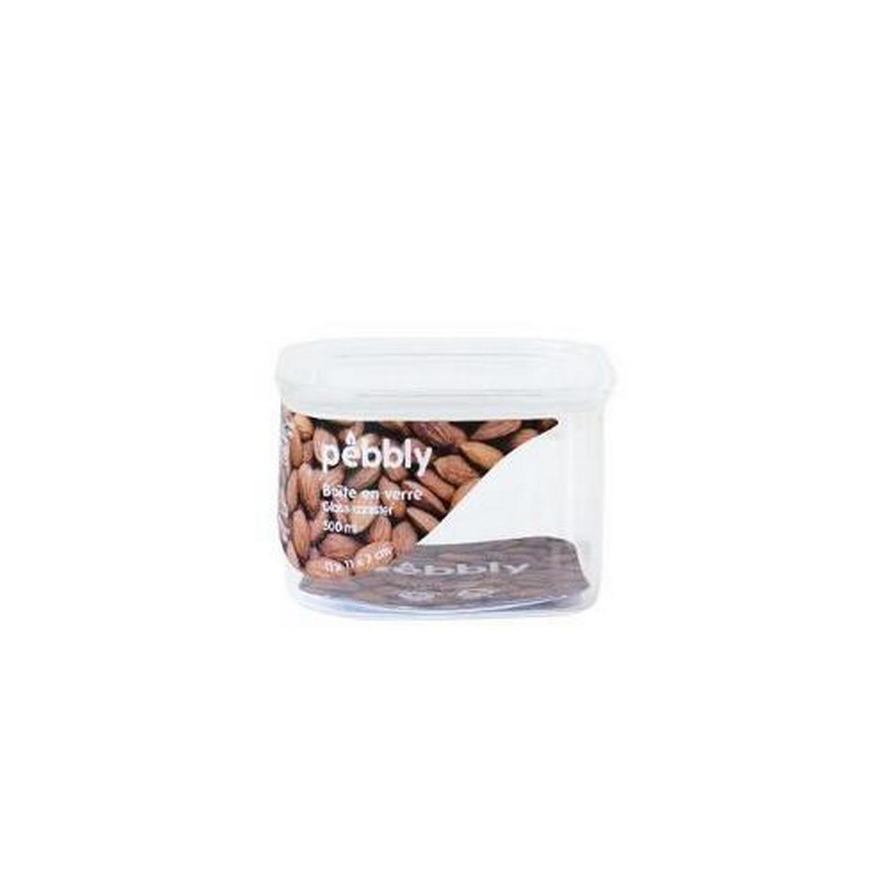 pebbly-square-glass-storage-container-500ml - Pebbly Square Glass Storage Canister 500ml
