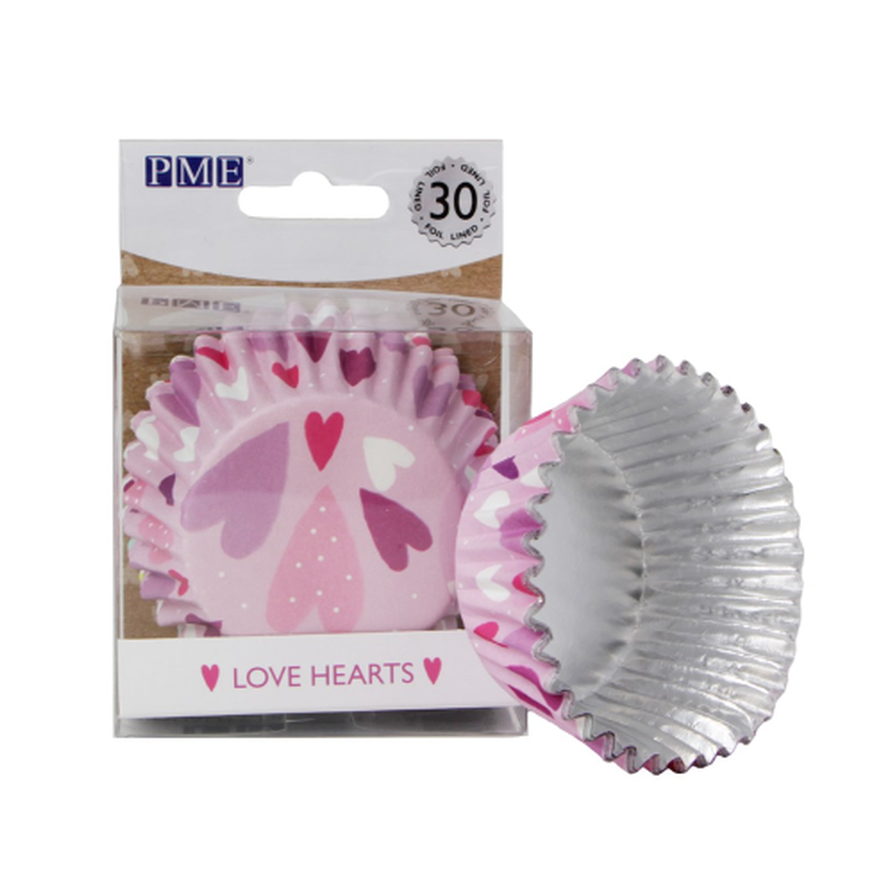 pme-30-love-heart-foil-lined-baking-cases - PME 30 Love Heart Foil Lined Baking Cases