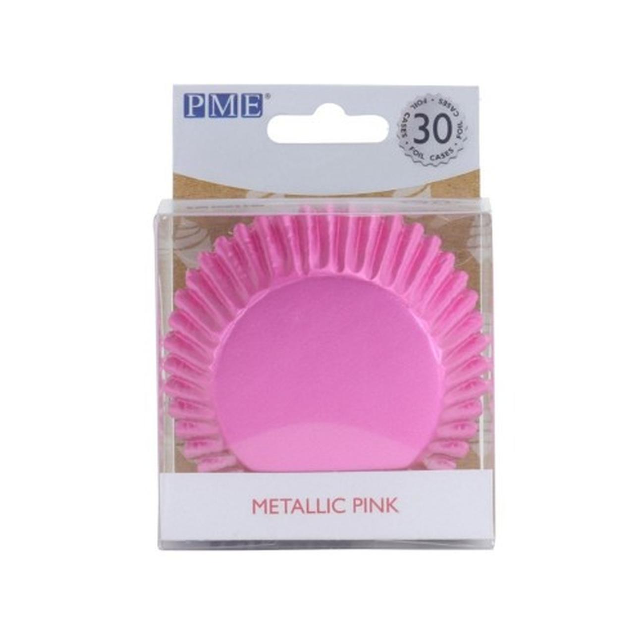 pme-30-metallic-pink-foil-baking-cases - PME 30 Metallic Pink Foil Baking Cases