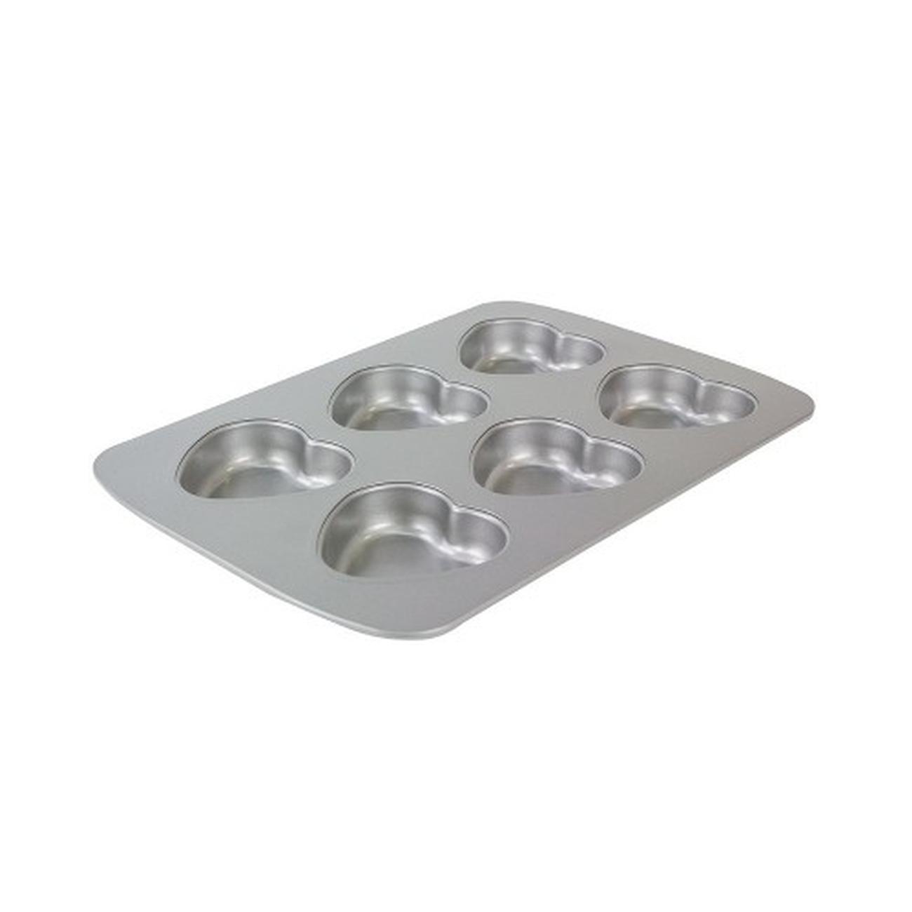 pme-6-cup-heart-pan-non-stick - PME 6 Cup Heart Pan Non Stick 
