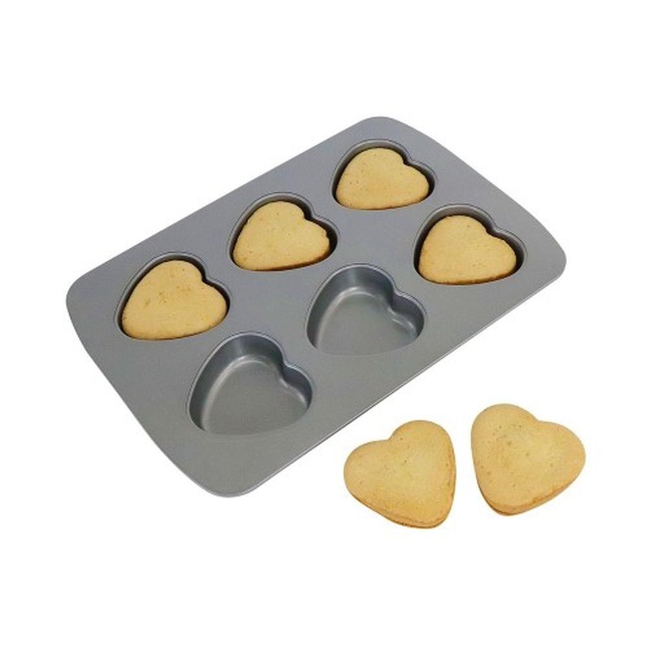 pme-6-cup-heart-pan-non-stick - PME 6 Cup Heart Pan Non Stick 