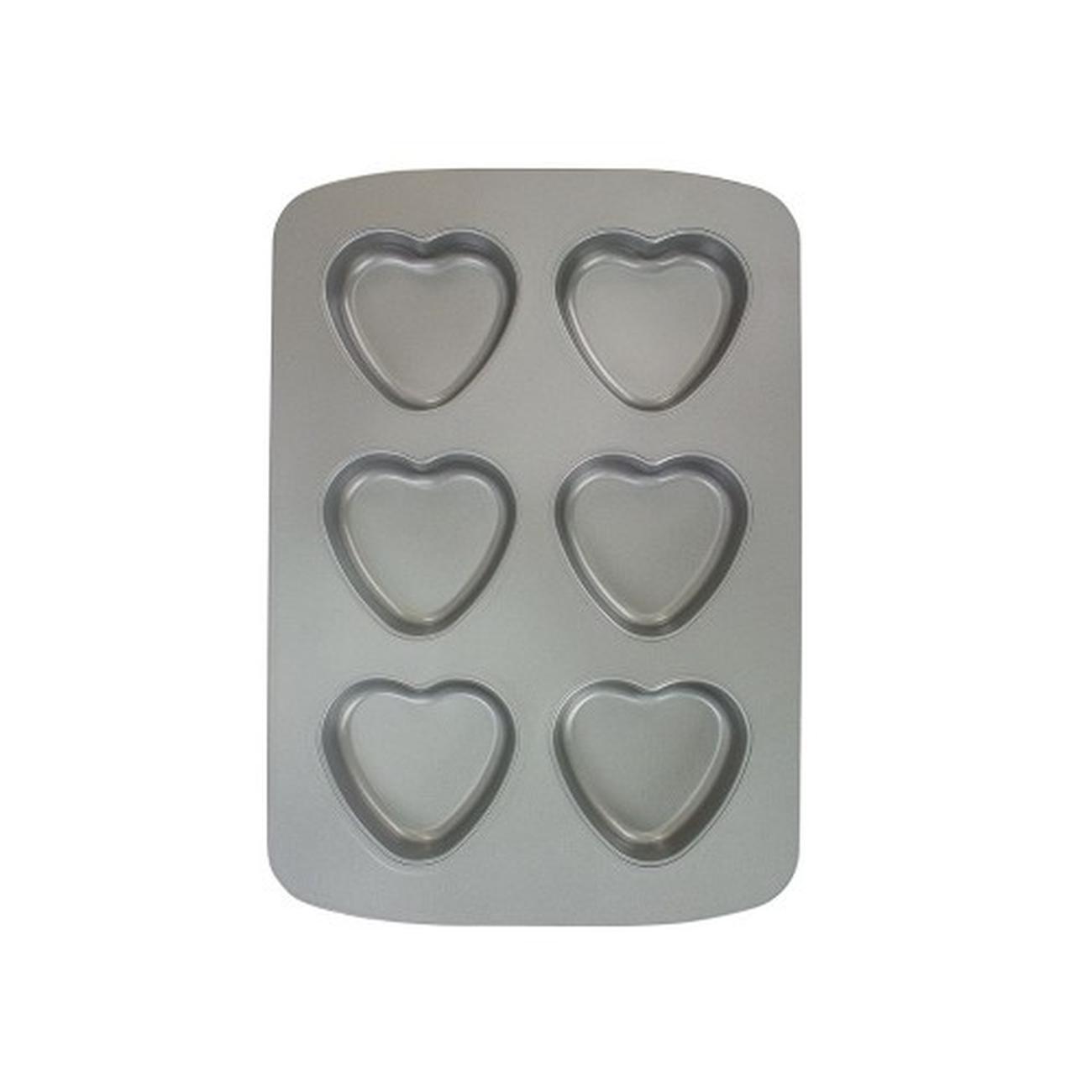 pme-6-cup-heart-pan-non-stick - PME 6 Cup Heart Pan Non Stick 