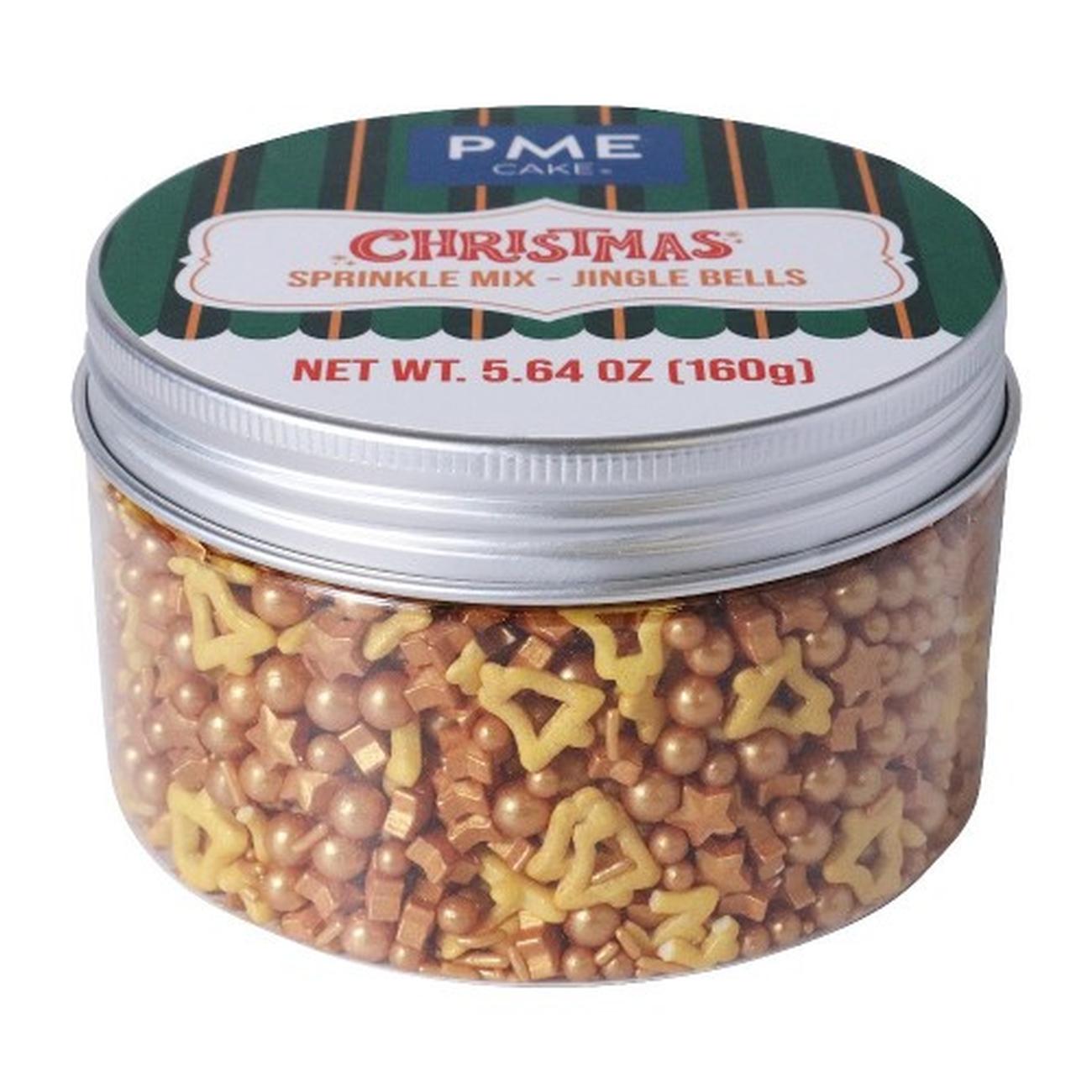 pme-christmas-golden-jingle-bells-sprinkles-160g - PME Gold Jingle Bells Christmas Sprinkles 160g