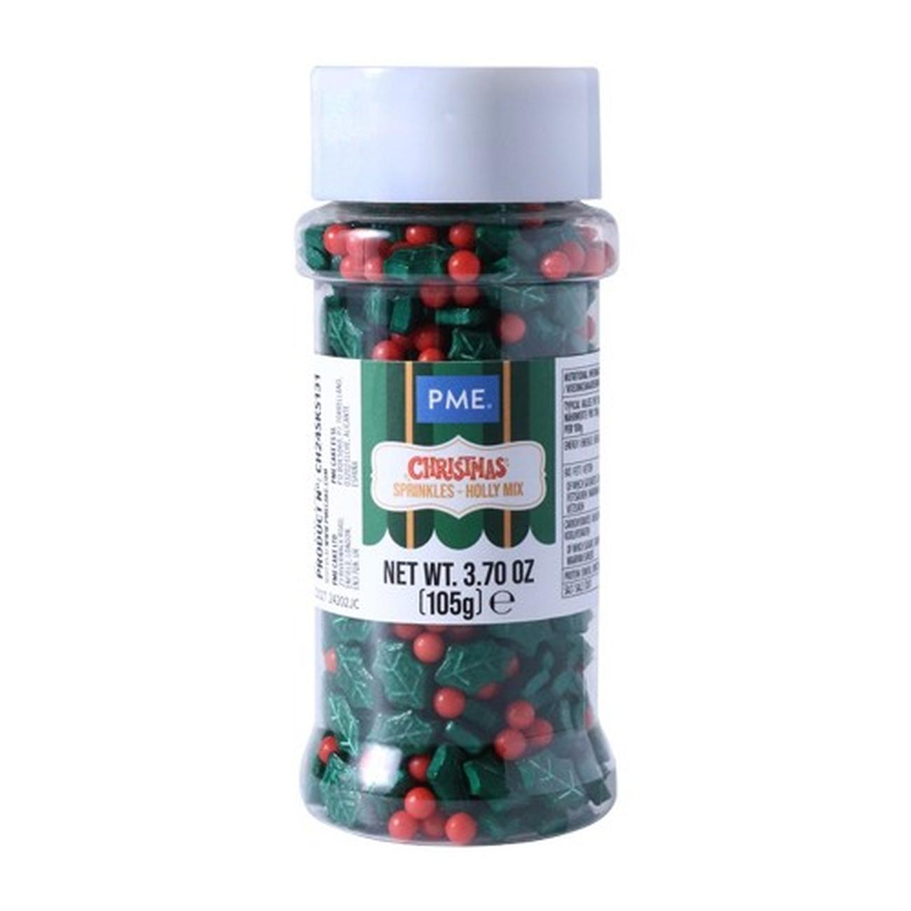 pme-christmas-holly-mix-sprinkles-105g - PME Holly Mix Christmas Sprinkles 50g
