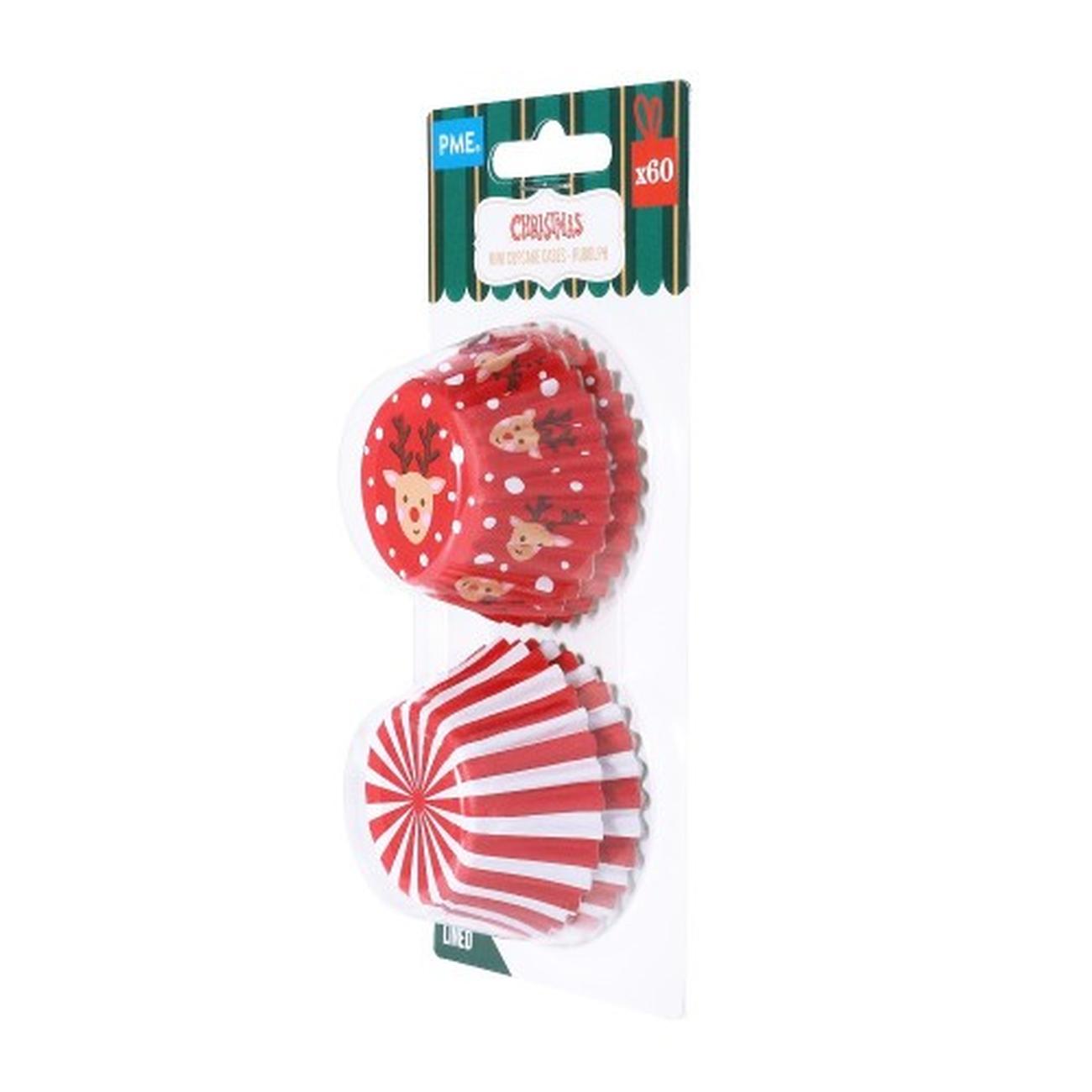 pme-christmas-rudolph-foil-mini-cupcake-cases-pk-60 - PME Rudolph Christmas Foil-lined Mini Cupcake Cases 60pk