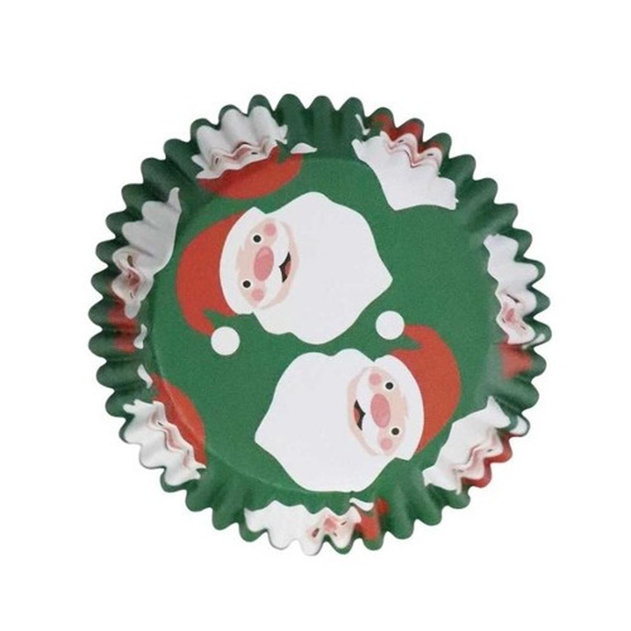 PME-30-foil-baking-cases-green-santa - PME 30 Foil Baking Cases Green Santa