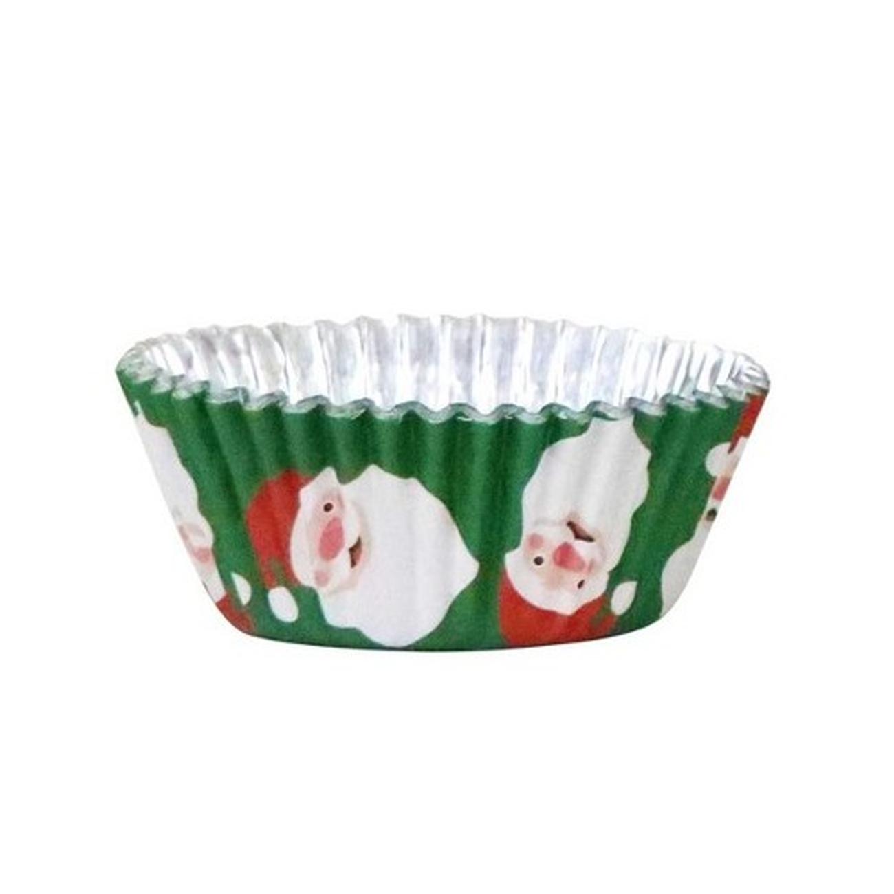 PME-30-foil-baking-cases-green-santa - PME 30 Foil Baking Cases Green Santa