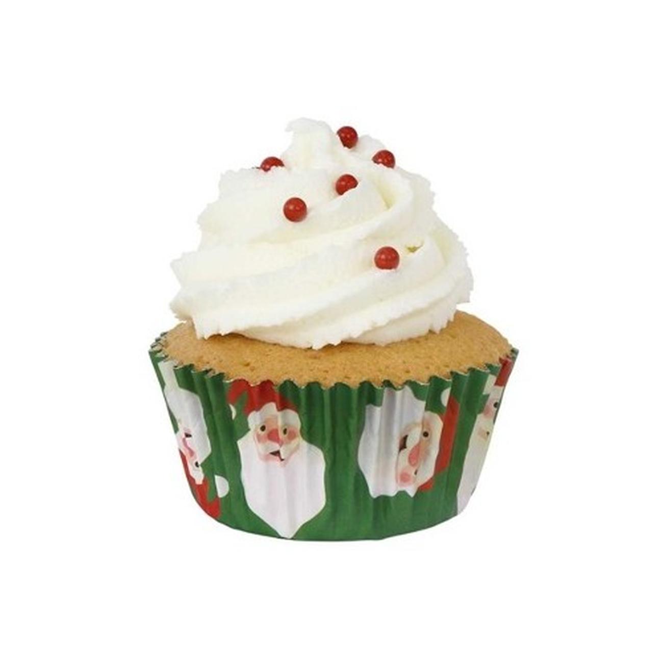 PME-30-foil-baking-cases-green-santa - PME 30 Foil Baking Cases Green Santa