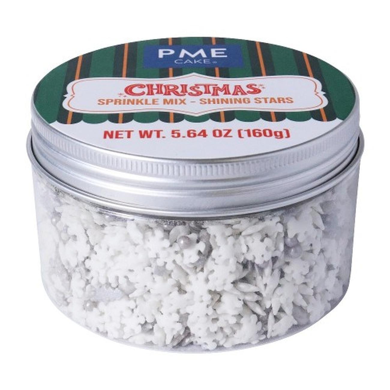 pme-christmas-silver-shining-stars-sprinkles-160g - PME Silver Shining Stars Christmas Sprinkles 160g