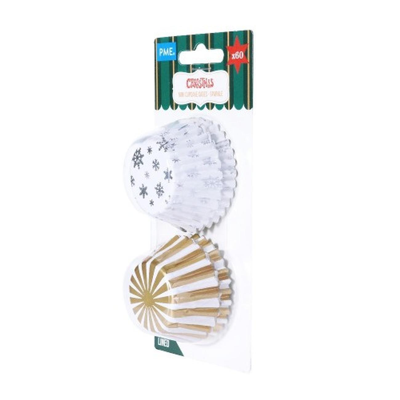pme-christmas-sparkle-foil-mini-cupcake-cases-pk-60 - PME Sparkle Christmas Foil-lined Mini Cupcake Cases 60pk