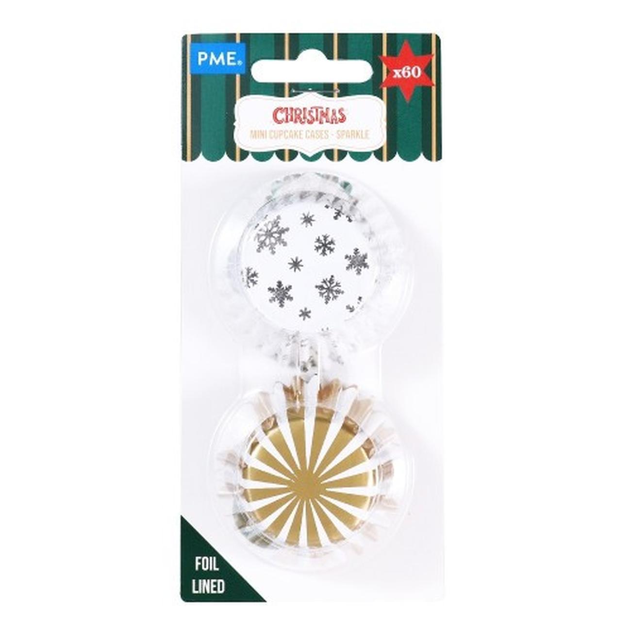pme-christmas-sparkle-foil-mini-cupcake-cases-pk-60 - PME Sparkle Christmas Foil-lined Mini Cupcake Cases 60pk