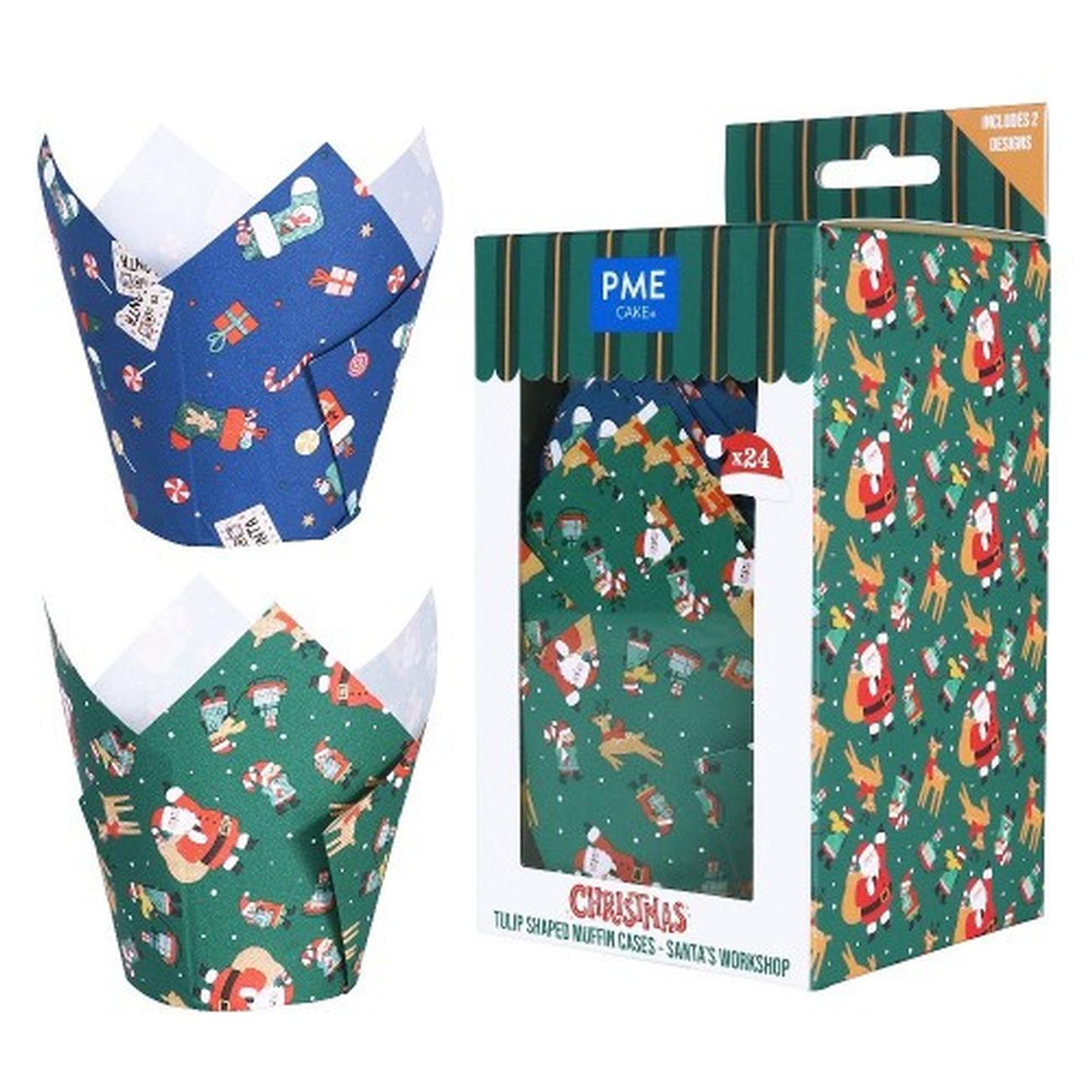 pme-christmas-tulip-muffin-cases-santas-workshop-pk-24 - PME Santa's Workshop Christmas Tulip Muffin Cases 