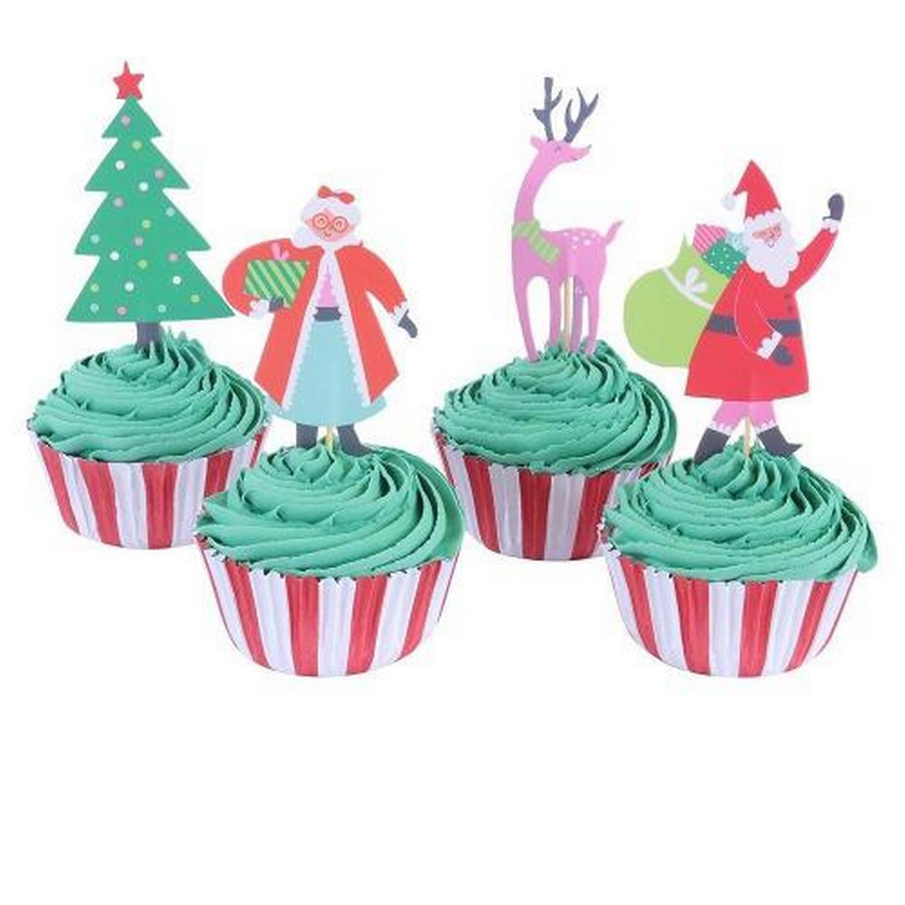 pme-cupcake-set-santas-workshop-24-cases-toppers - PME Santas Workshop Cupcake Cases & Toppers