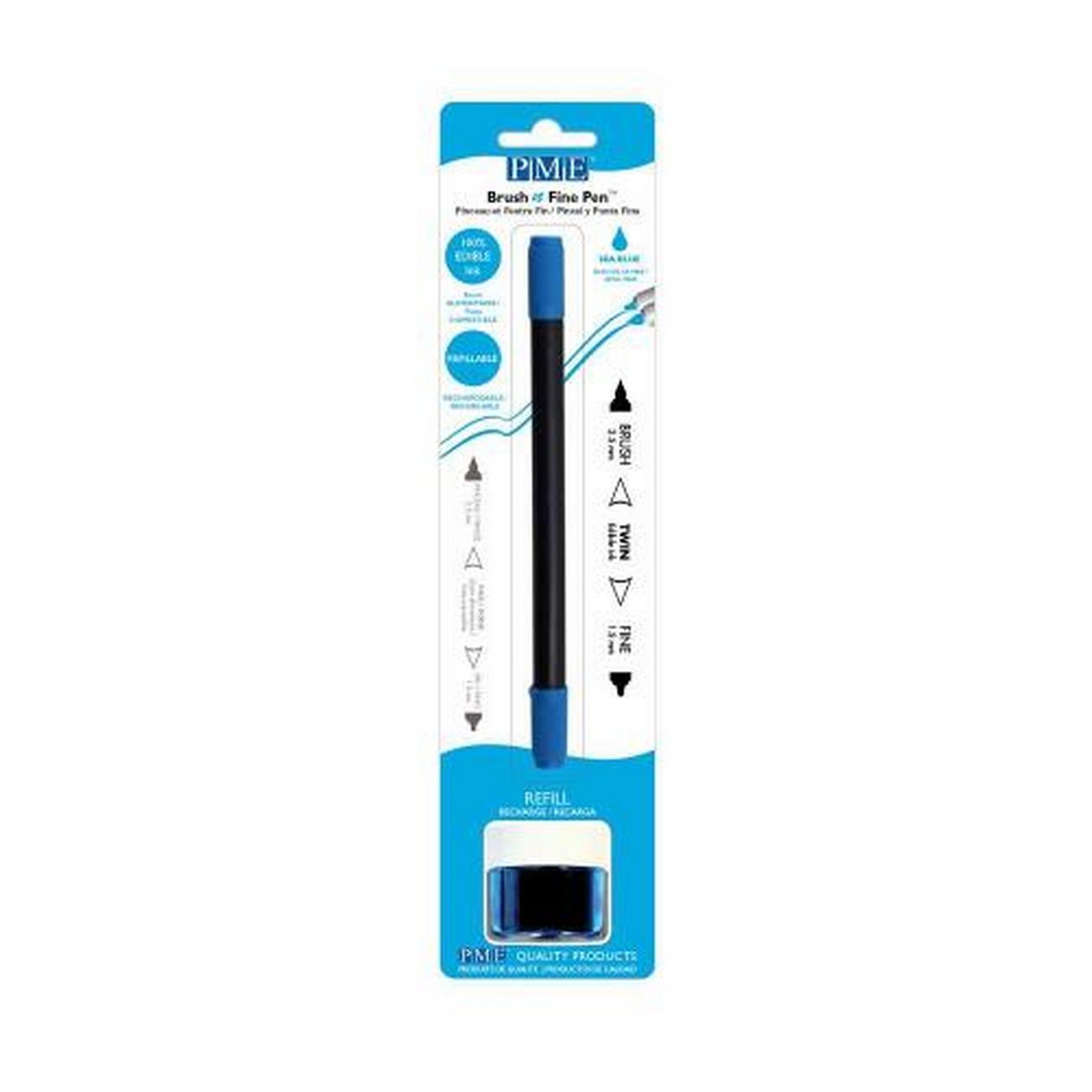 pme-edible-ink-brush-fine-pen-sea-blue - PME Edible Ink Brush & Fine Pen Sea Blue