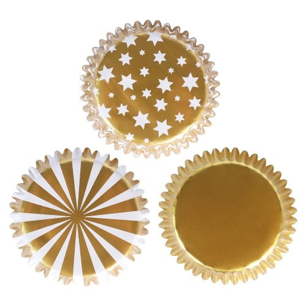 pme-foil-cupcake-cases-metallic-gold-silver - PME Christmas Metallic Cupcake Cases Gold & Silver (Pack of 100)
