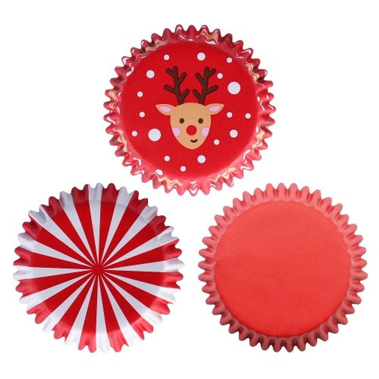 pme-foil-cupcake-cases-santa-mix-pk-100 - PME Santa Mix Christmas Foil-lined Cupcake Cases 100pk