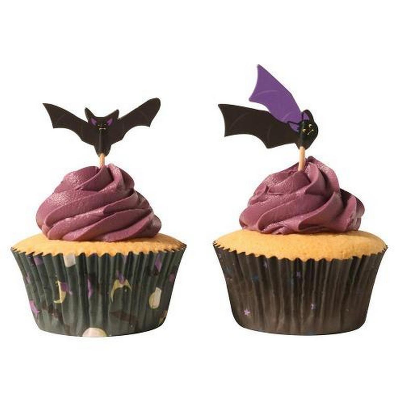 pme-halloween-cupcake-cases-and-topper-bats - PME Bats Halloween Cupcake Cases & Topper
