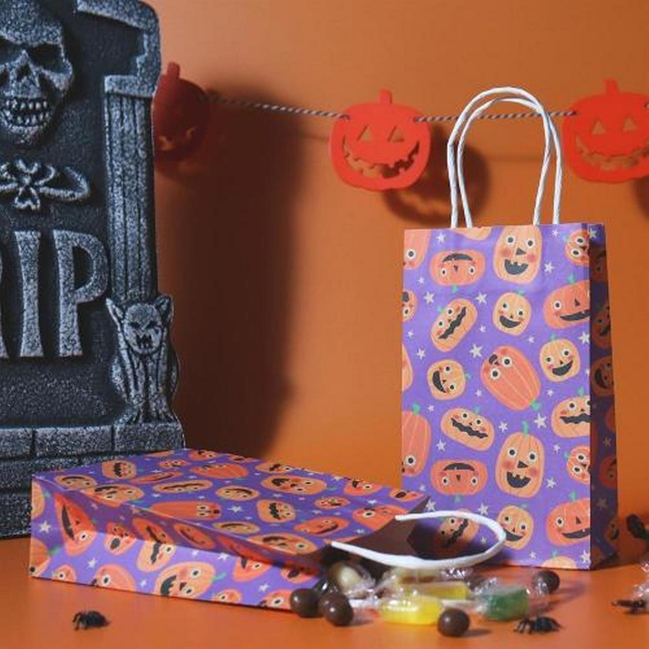 pme-halloween-paper-treat-bags-pumpkin-party - PME Pumpkin Party Halloween 4 Paper Treat Bags