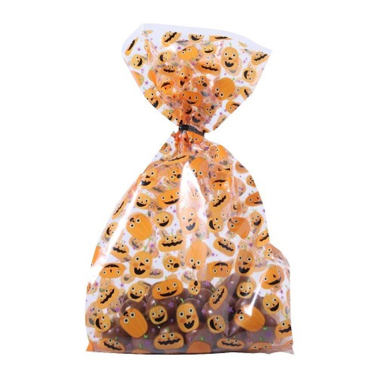 pme-halloween-pumpkin-plastic-treat-bags-20 - PME Halloween Pumpkin Party 20 Plastic Treat Bags
